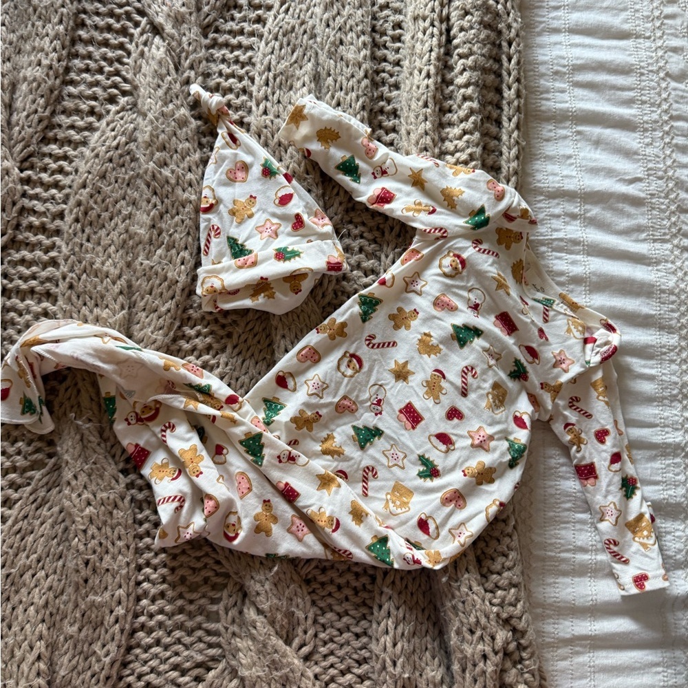 Christmas Baby Onesie and Hat Set